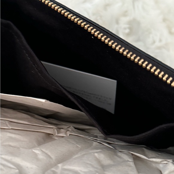 NEW Large Black Leather Cosmetic Bag Gold Zipper - Picture 3 of 11